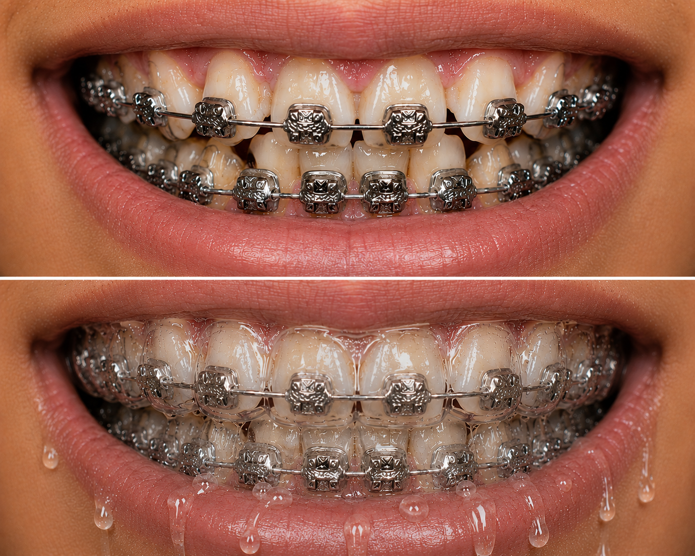Bague orthodontie et activateur dentosophie - gouttière par-dessus appareil dentaire