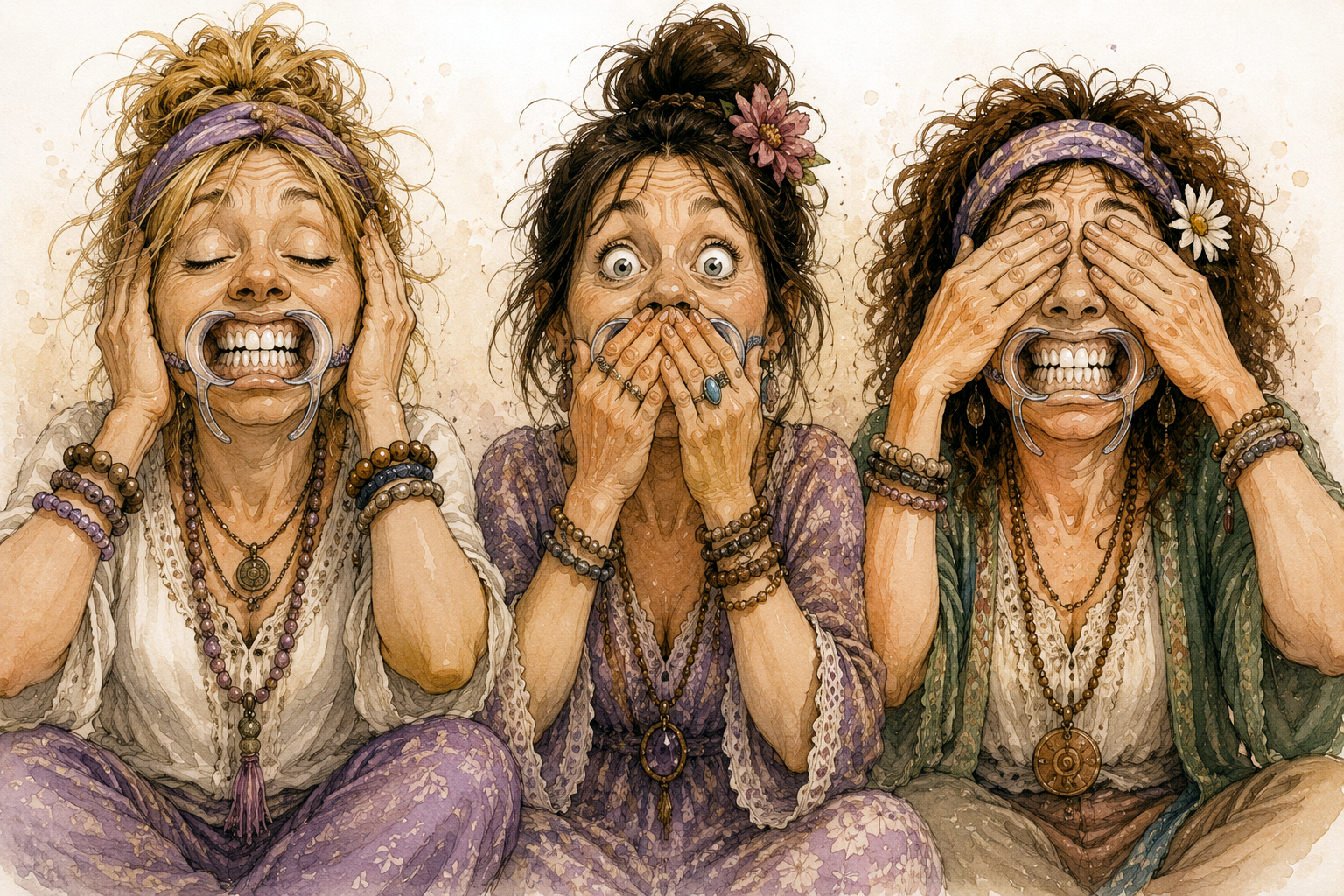 Humano-dentosophie - les trois singes de la sagesse déni honte gouttière dentaire