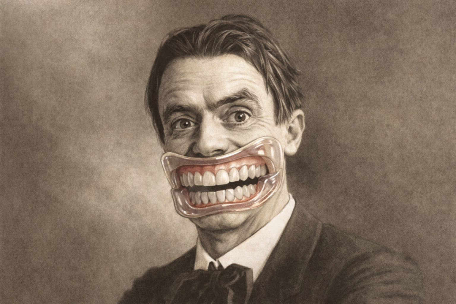 Portrait style Rudolf Steiner avec gouttière dentaire - Anthroposophie et Dentosophie
